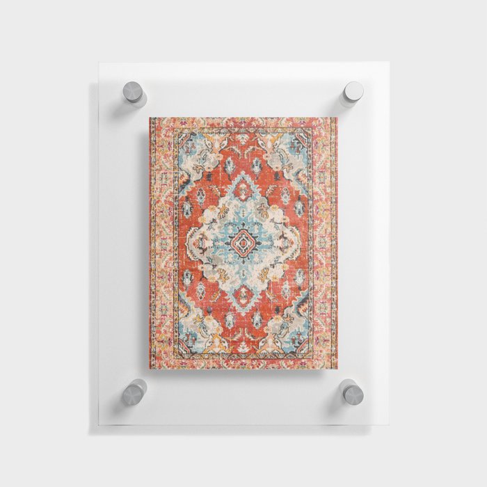 orange and blue oriental carpet Floating Acrylic Print