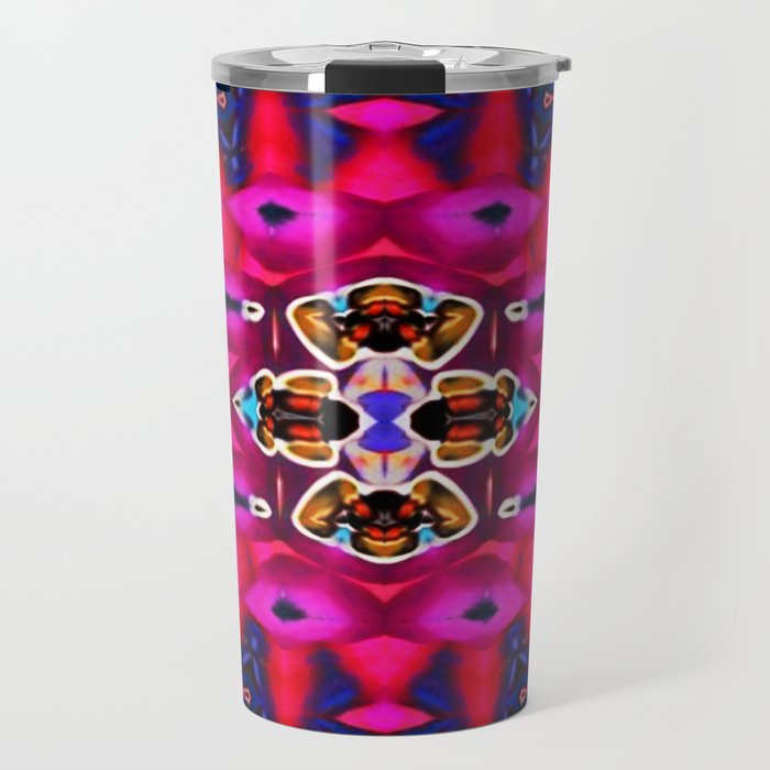 Abstract Pink structure on a Black background Travel Mug