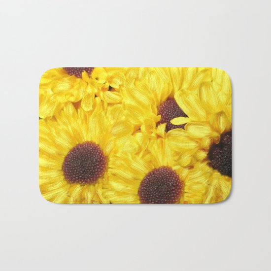 Painterly Yellow Sunflowers Bath Mat