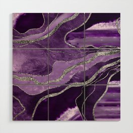 Purple Marble Agate Silver Glitter Glam #1 (Faux Glitter) #decor #art #society6 Wood Wall Art