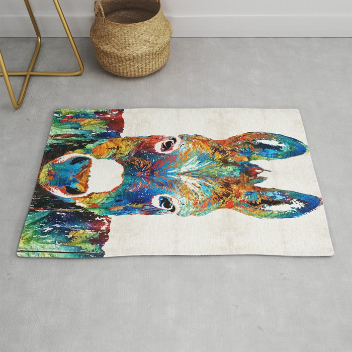 Colorful Donkey Art - Mr. Personality - By Sharon Cummings Rug
