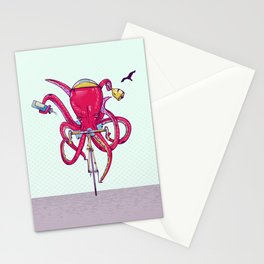 Octopus Riding a bike Stationery Card