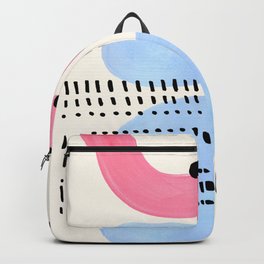 Fun Colorful Abstract Mid Century Minimalist Pink Periwinkle Shapes Black Patterns Backpack