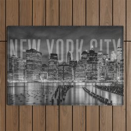 NEW YORK CITY Skyline | Monochrome Outdoor Rug