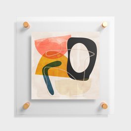 mid century shapes abstract painting Floating Acrylic Print