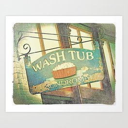Vintage Laundromat Sign // Wash Tub Art Print