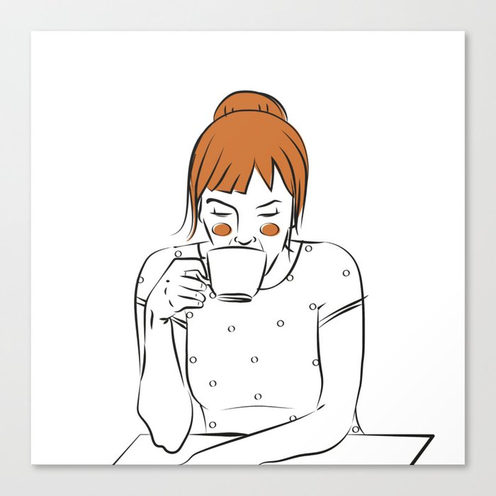 Girl & Coffee  Canvas Print