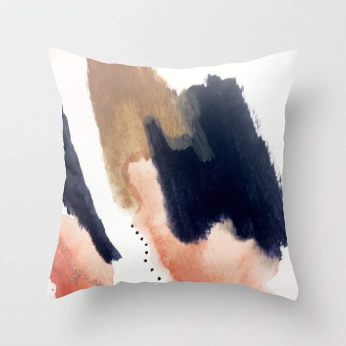 Drift Away [2] - a mixed media abstract piece in pink, brown, and purple Throw Pillow