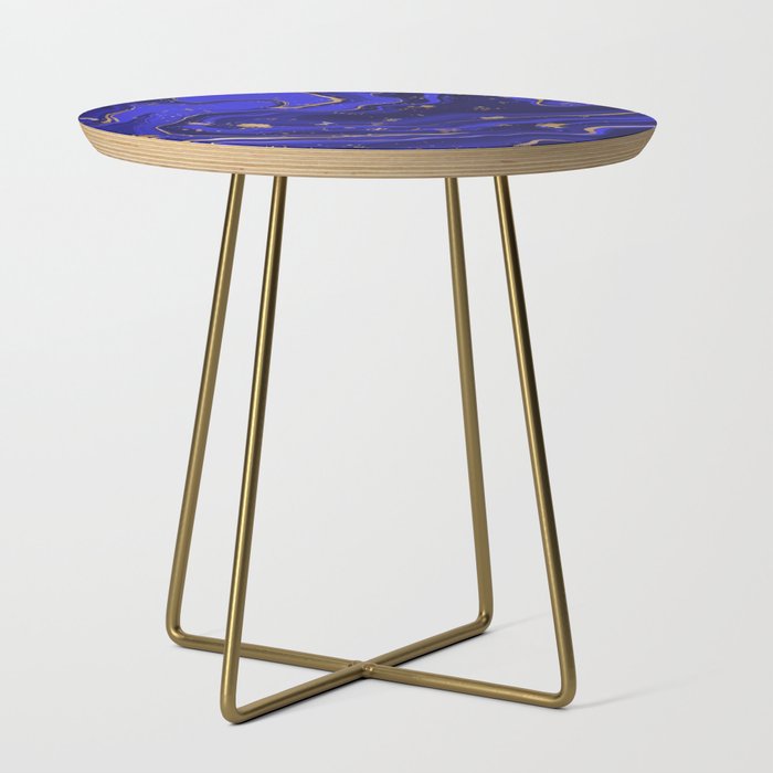 dark blue sky marble with gold veins foil shiny and beautiful Side Table
