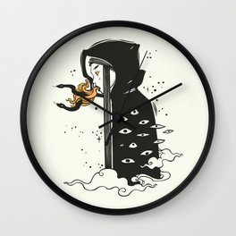 Many Eyed Witch In Cloak With Magic Snakes, Goth art Wall Clock