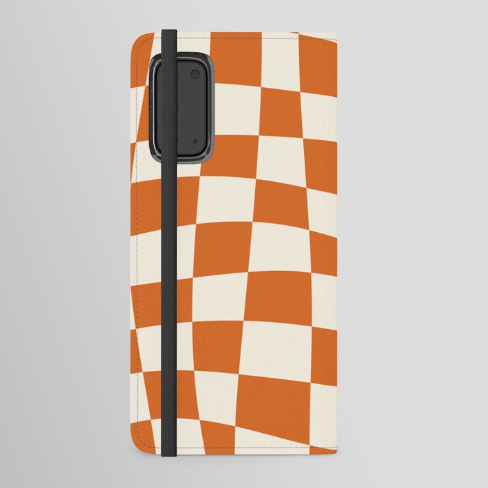 Orange Wavy Checkerboard Android Wallet Case