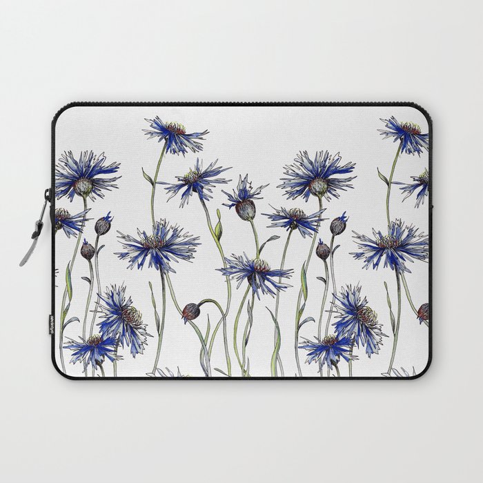 Blue Cornflowers, Illustration Laptop Sleeve