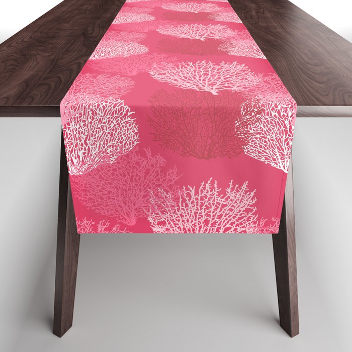 Fan Coral Print, Shades of Coral Pink Table Runner