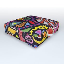 Splendid Journey Outdoor Floor Cushion | Pattern, Painting, Abstract, Mixedmedia, Shapes, Pop Art, Clay, Ethnic, Colorful, Ink 
