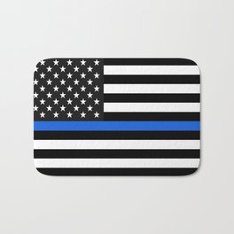 Thin Blue Line American Flag Bath Mat | Lieutenant, Sheriff, Fallen, Usa, Graphicdesign, Chief, Sergeant, Officer, Curated, Deputy 