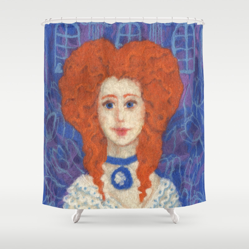 Red Hair Ginger Lady Wool Painting Shower Curtain By