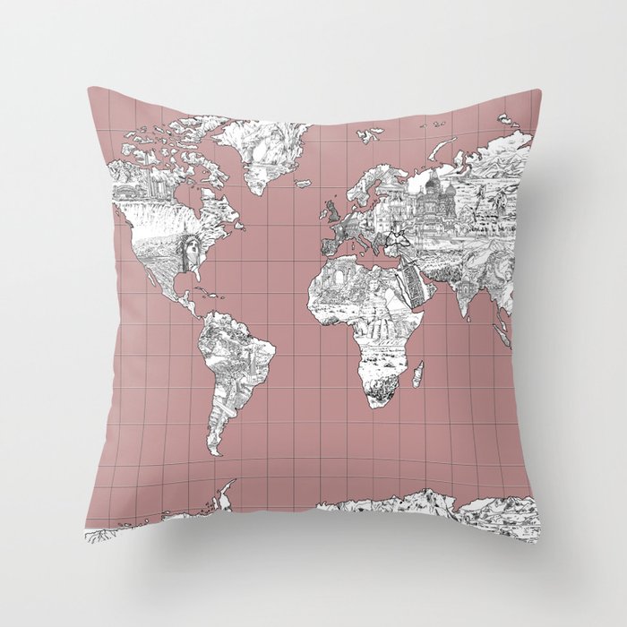 world map Throw Pillow