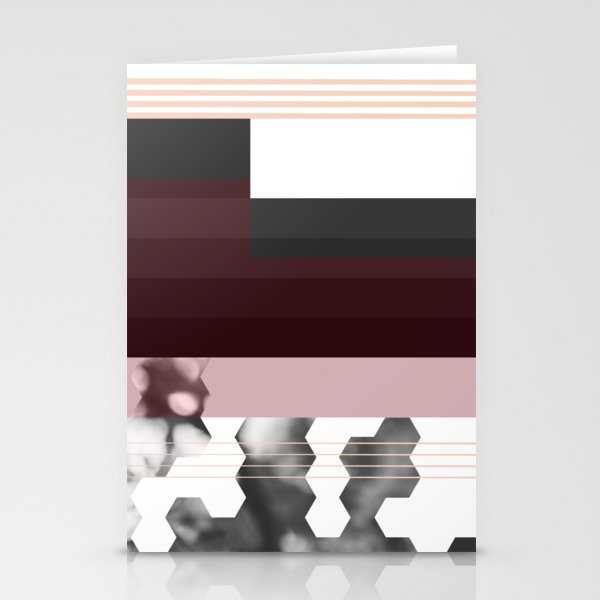 Striped Burgundy Deco Accent Stationery Cards