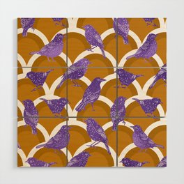 2206 schindel birds violett brown Wood Wall Art