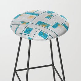 Daisy in Teal Squares graphic pattern Bar Stool