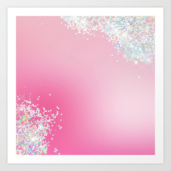 Pink Holographic Glitter Art Print