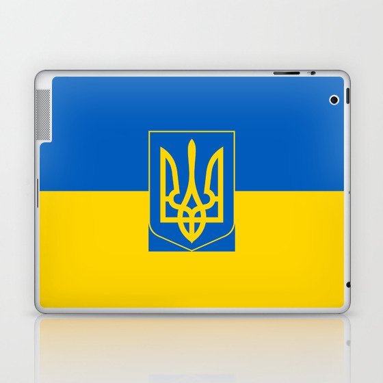 Ukrainian flag of Ukraine with Coat of Arms insert Laptop & iPad Skin