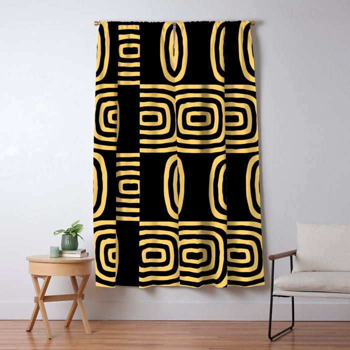 Mid Century Modern Concentric Pattern 344 Black and Yellow Blackout