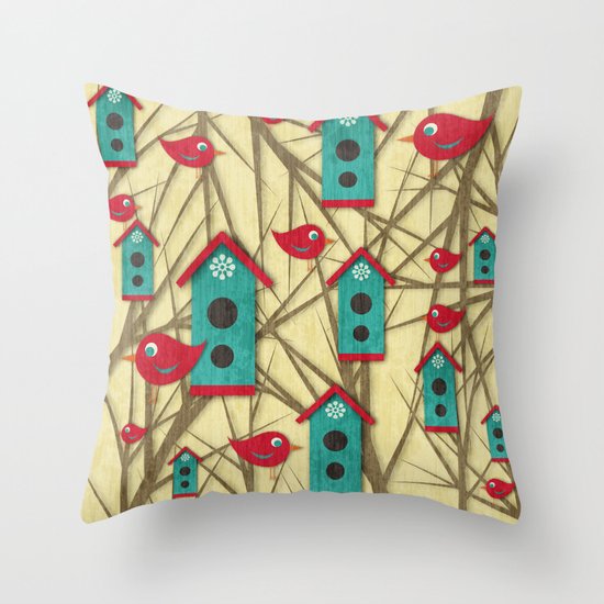 Shabby Sweet Tweet Throw Pillow