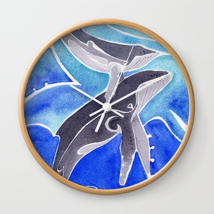 Polynesian humpback whale and calf Wall Clock