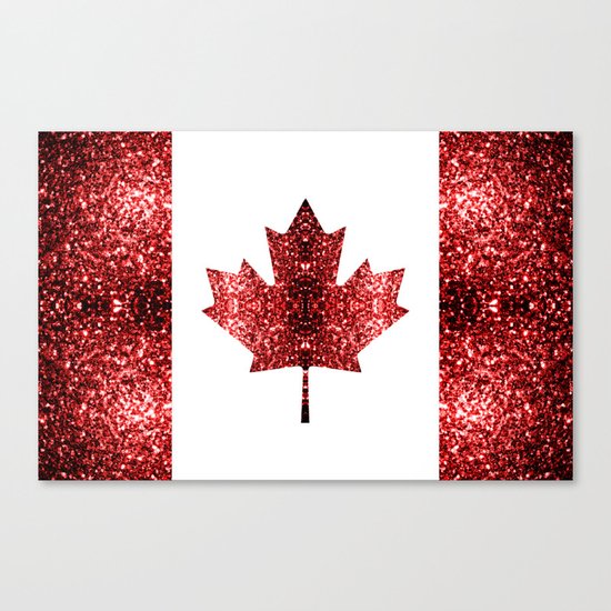 Canada flag red sparkles Canvas Print