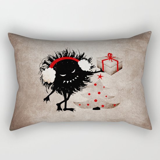 Evil Bug Gives Christmas Present Rectangular Pillow