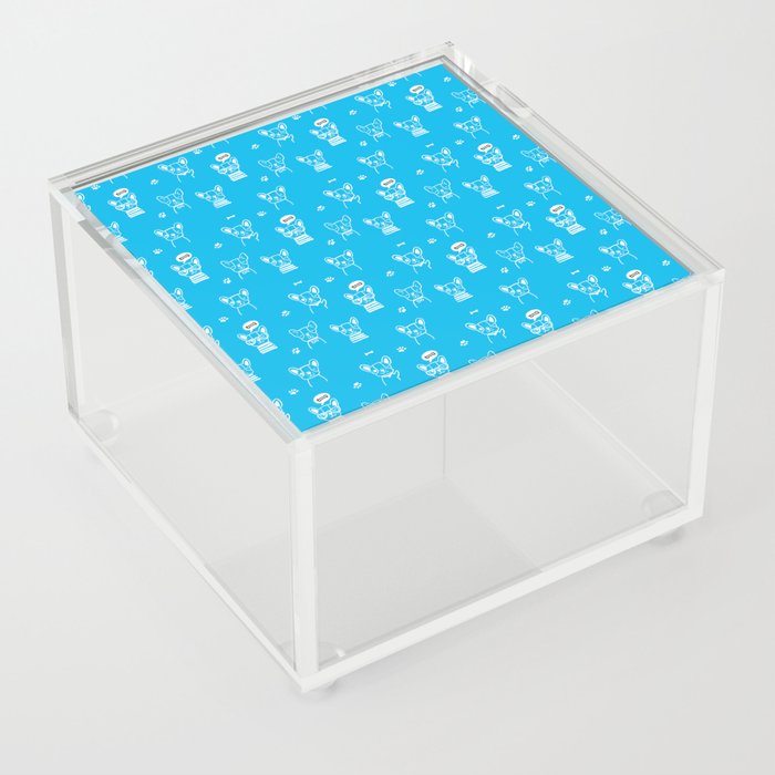 Turquoise and White Hand Drawn Dog Puppy Pattern Acrylic Box