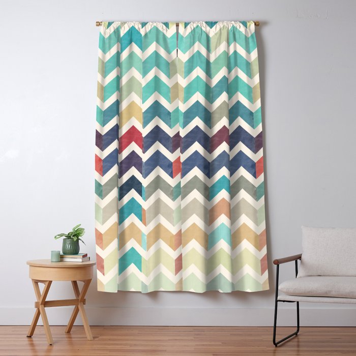Watercolor Chevron Pattern Blackout Curtain By Uniqued Society6