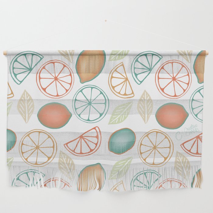 Citrus Slices on White Wall Hanging