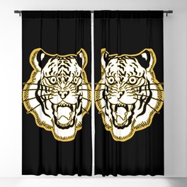 White and Gold Traditional Tiger Faceyufyjjh Blackout Curtain