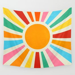 Retro Sunrise: Rainbow Edition Wall Tapestry