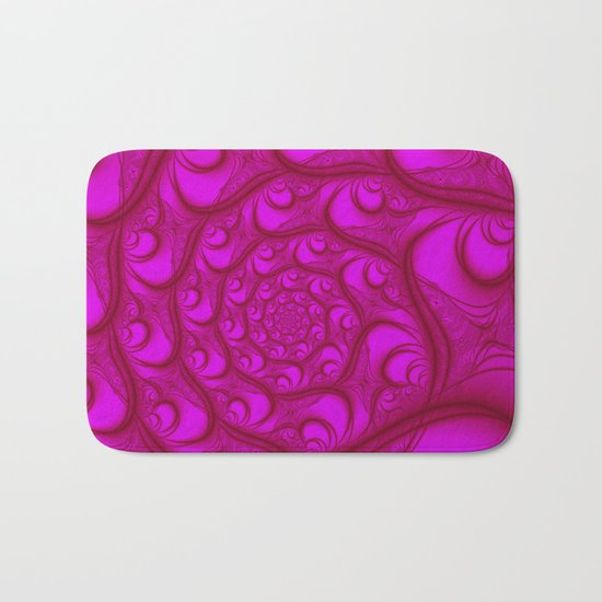 Fractal Web Red on Pink Bath Mat