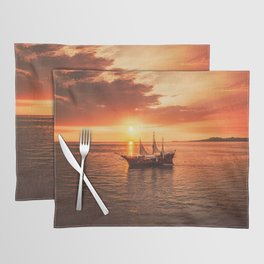 Ocean Sunset Pirate Ship Placemat