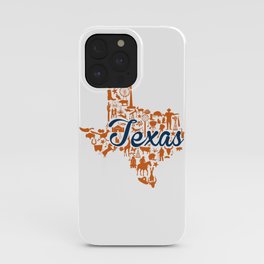 UT Austin Texas Landmark State - Blue and Orange UT Theme iPhone Case | Collage, Illustration, Graphic Design, Vector 