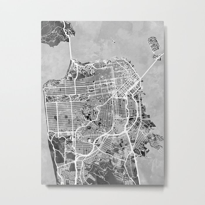 San Francisco City Street Map Metal Print