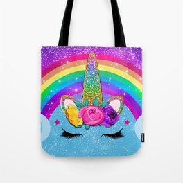 Rainbow Sparkle Unicorn Tote Bag