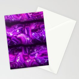Purple Glitch Stripes Stationery Card