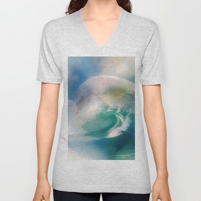 Daydream Dolphin V Neck T Shirt