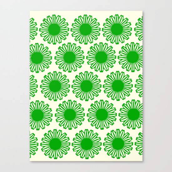 vintage flowers green Canvas Print