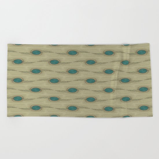 Teal Turquoise Circles Pattern Modern Abstract Beach Towel