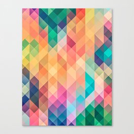 RAINBOW GEOMETRY. SQUARES AND TRIANGLES IN COLOR Canvas Print