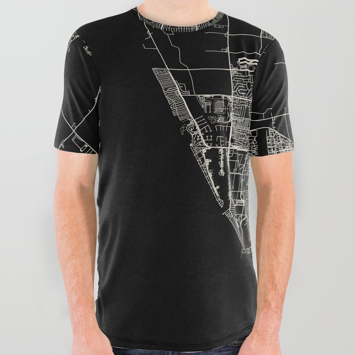 Oxnard USA - City Map Drawing All Over Graphic Tee