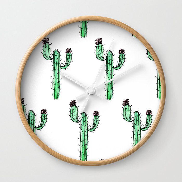 Cactus Flower II Pattern Wall Clock