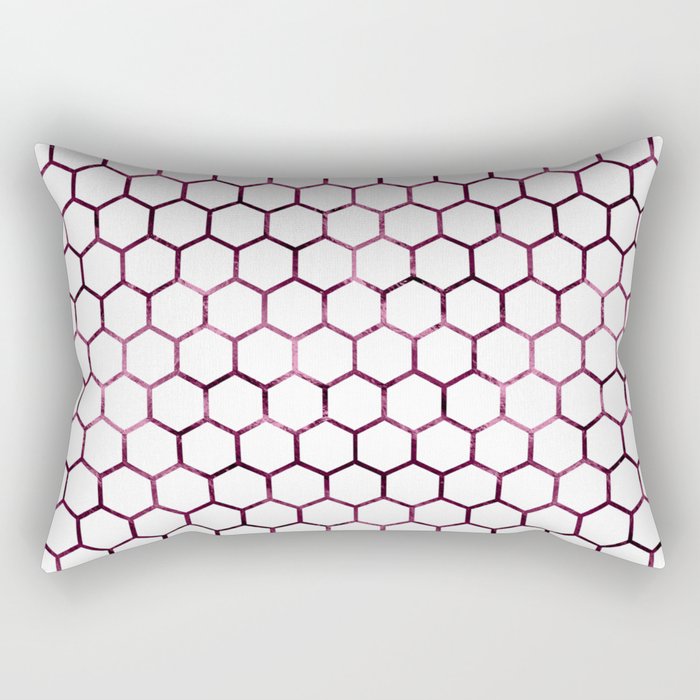 Metallic Burgundy Honeycomb Pattern Rectangular Pillow