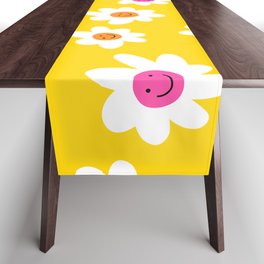 Happy Face Daisy Pattern (yellow, orange, pink, white) Table Runner